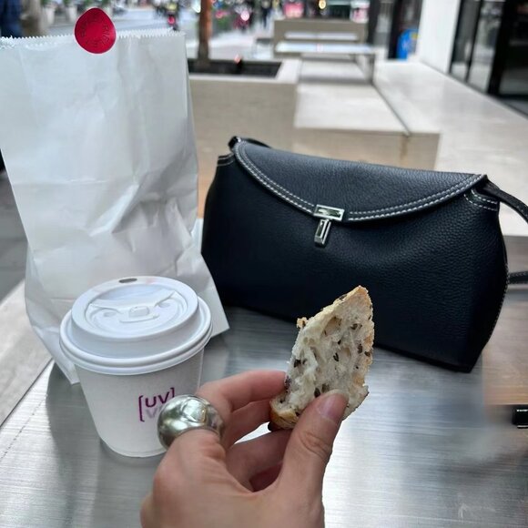 Toteme Handbags - T-Lock grained-leather clutch